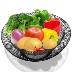 1 mesh fruit bowl metal wire fruit and vegetable basket holder counter home kitchen bracket, decorative center decoration