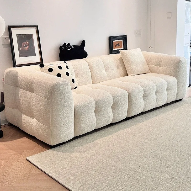 Sofá de lã de cordeiro vento creme