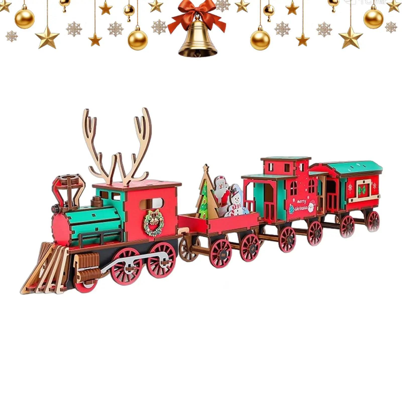 クリスマスパズル-diy組み立て式-クリエイティブなクリスマス列車モデル-3d木製パズル-ティーンエイジャーと大人向け-ホームデスクトップ本棚用