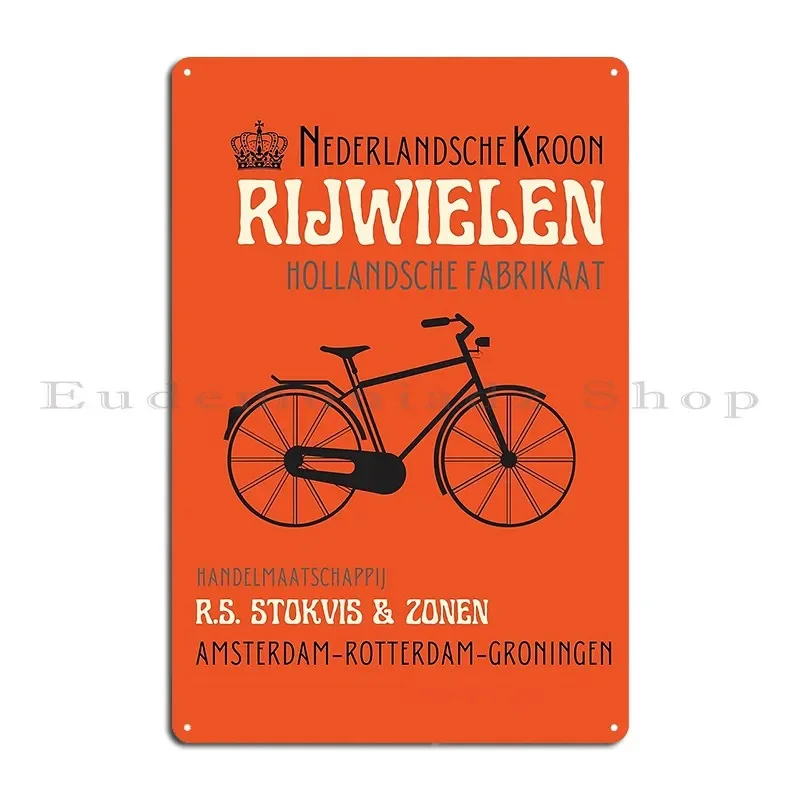 Vintage Dutch Bicycle Poster Rijwielen Nederlandsche Kroon Orange Holland Metal Sign Wall Mural Personalized Tin Sign Poster