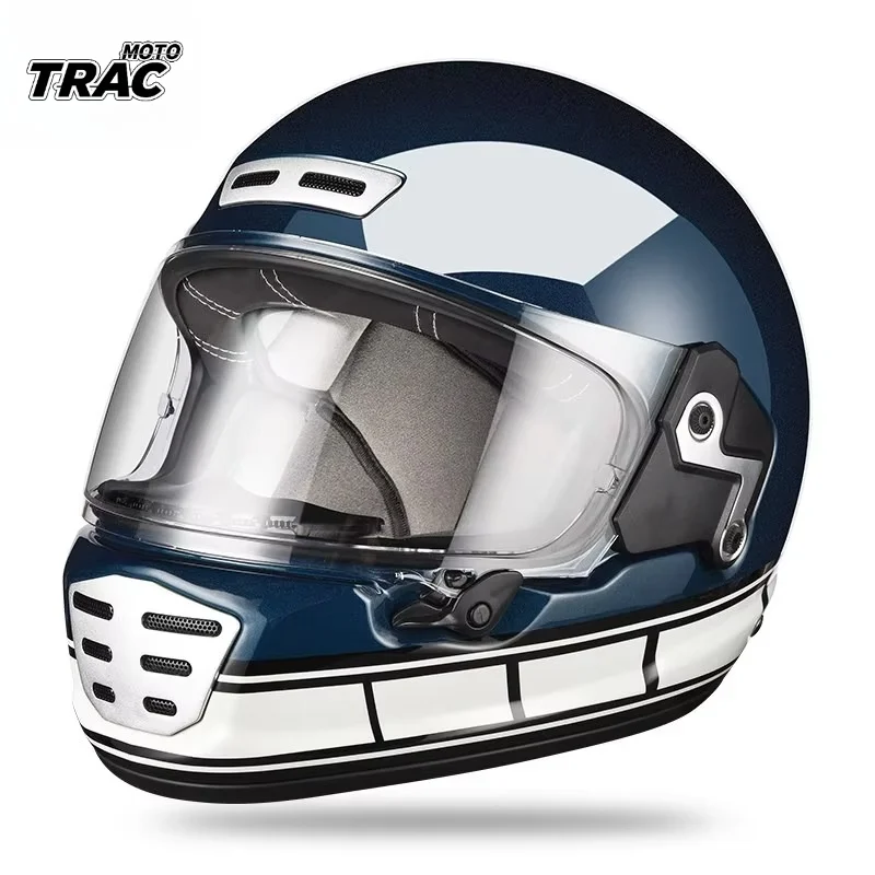 Motorcycle Retro Helmet Carbon Fiber Men Women Four Season Fiberglass Locomotive Cruise Pedal Full Helmet DOT ECE Certification