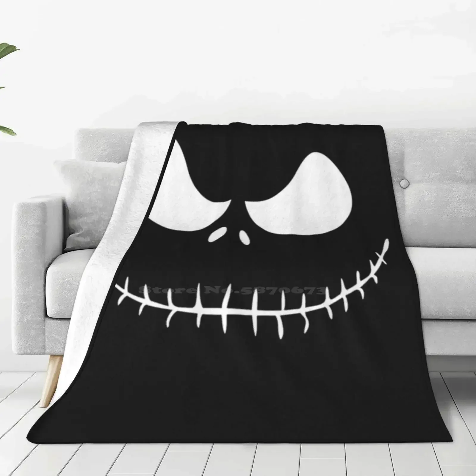 Skellington White Trend Style Funny Fashion Soft Throw Blanket Halloween Jack Tim Burton Skellington Danny Elfman Film Media