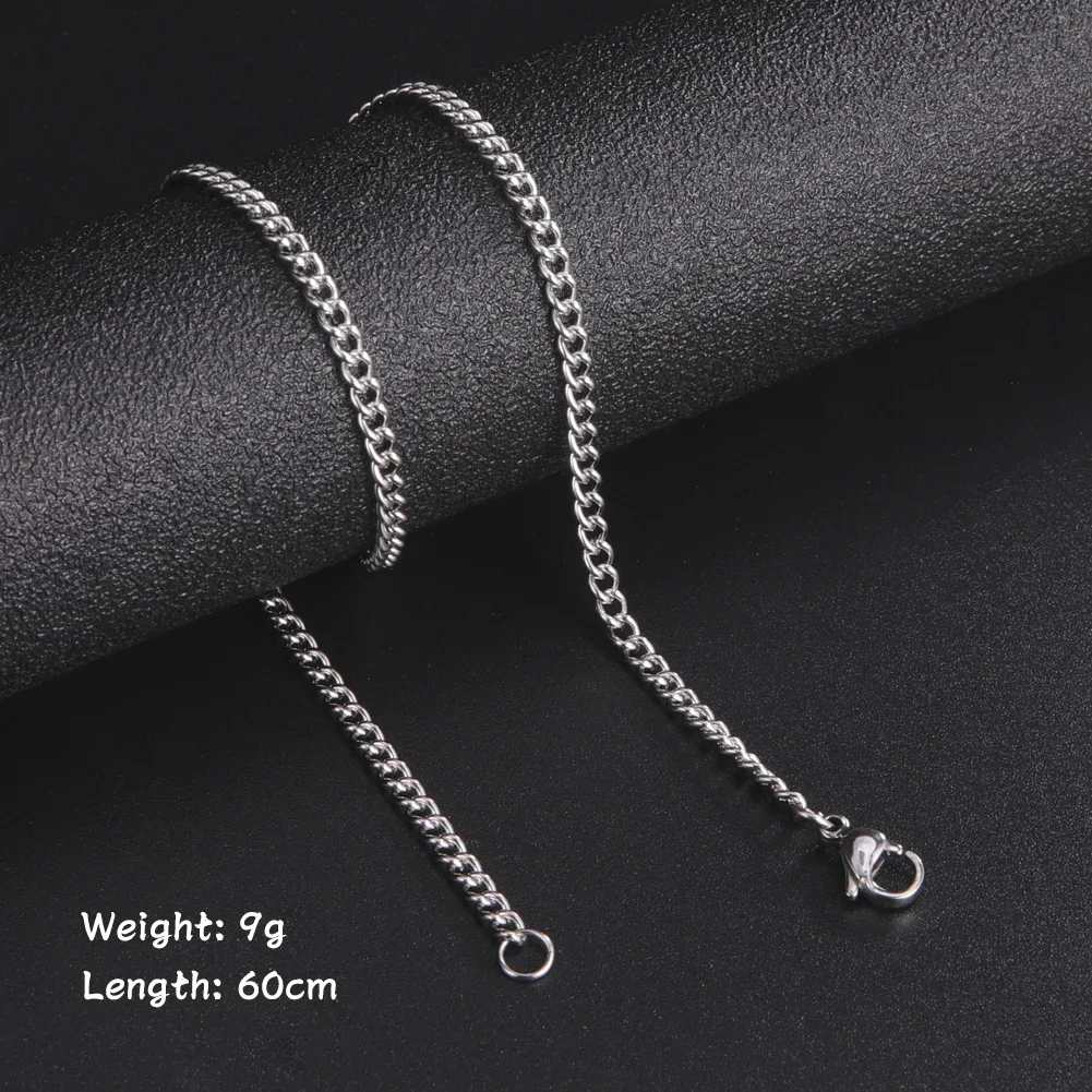 Fashion Stainless Steel Box Chain Necklace Men Black Gold Color Link Chains Basic Punk Jewelry Accessories 60cm 24inches gallery 3