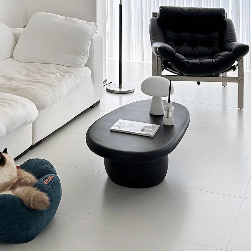 

Nordic style wabi-sabi wind irregular post-modern black special-shaped tea table medieval style living room bedroom household