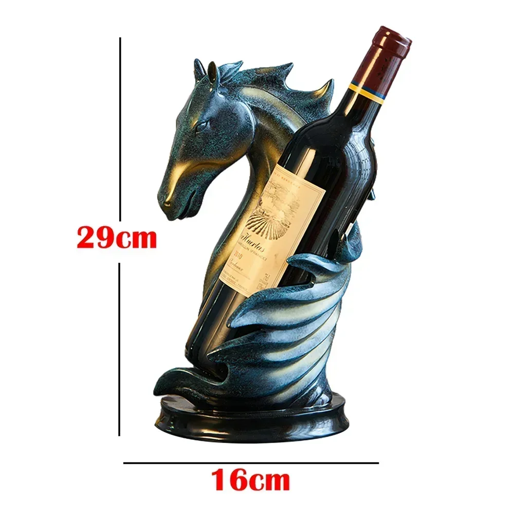 Nordic Luxury Home Decoration Horse Statue Wine Rack Table Ornaments Modern Animal Sculpture Living Room Wall Cabinet Decoration