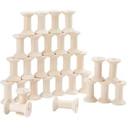 30pcs Wood Spools 1.85 Inch Unfinished Empty Spools Weaving Bobbins Empty Thread Spool Wooden Craft Spools for Embroidery