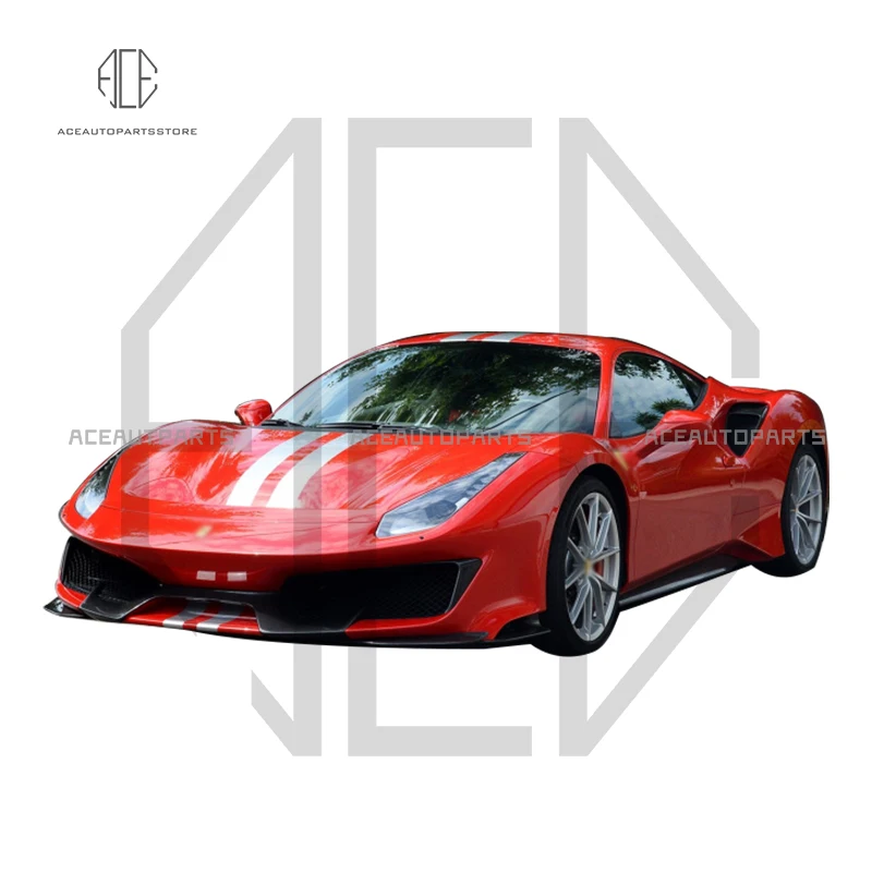 Half Carbon Fiber Front Bumper Engine Hood Rear Spoile Side Air Intake Vent Bodykit For Ferra-ri 488 Pista Body Kit