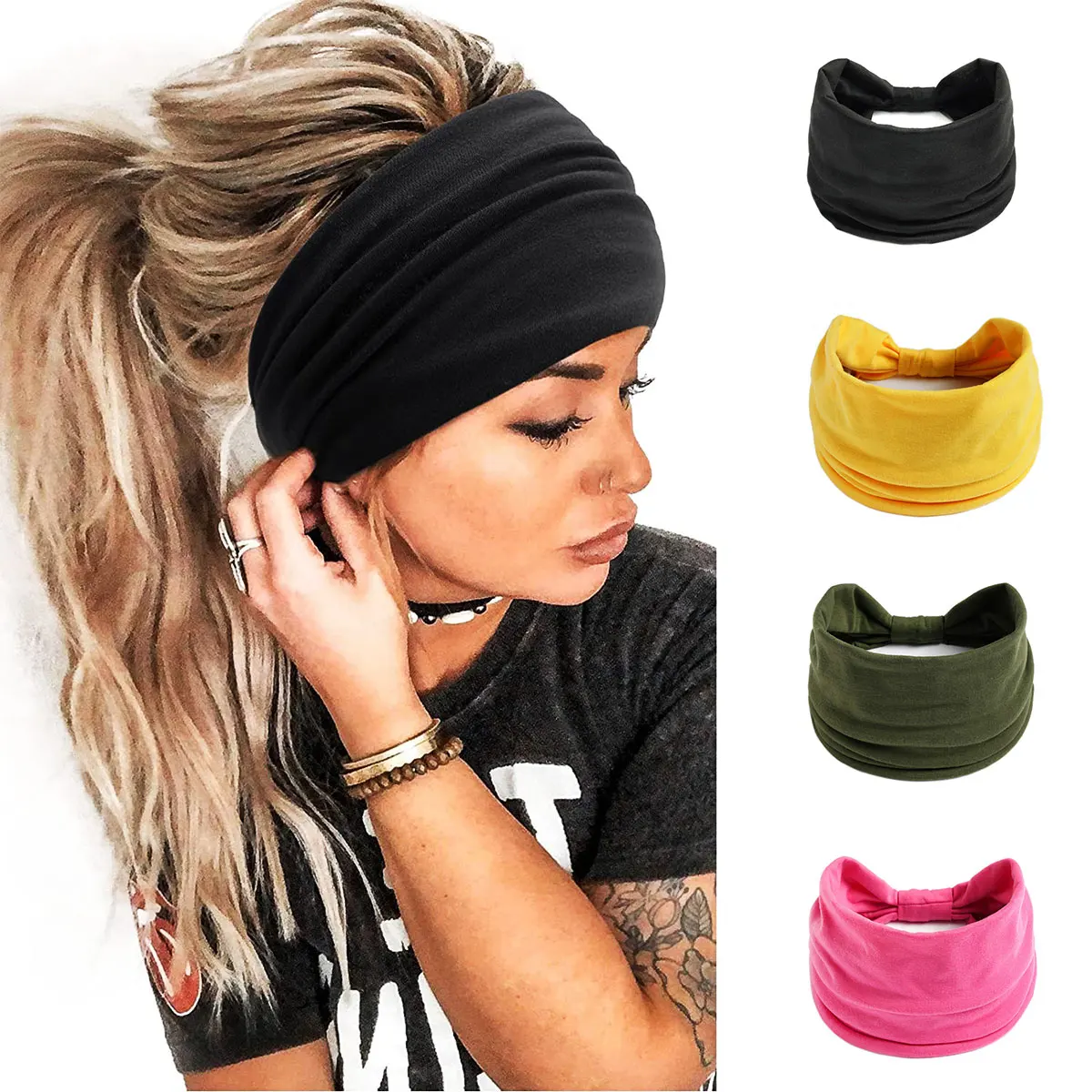 Solid Color Elastic Sports Headband, Headband, Minimalist Bohemian Style Headband