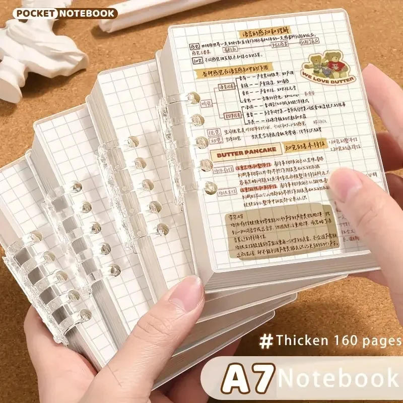 Detachable Notebooks 80 Sheets Notepad A7 Transparent Loose-Leaf School Supplies Stationery Mini Sketchbook Writing Pads Office