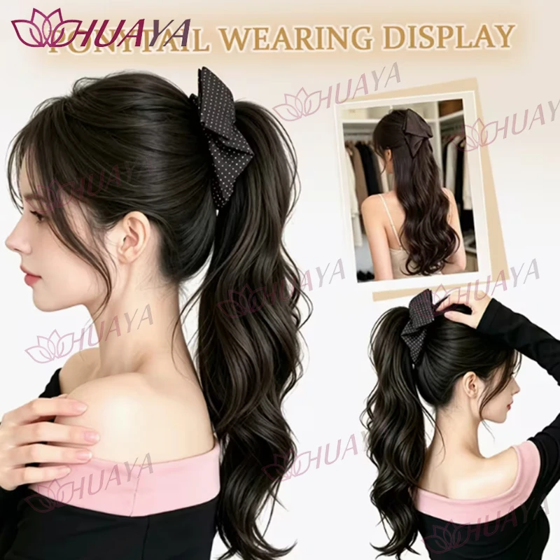 Women's Synthetic New French‑Style Polka‑Dot Hair Clip, Hepburn‑Inspired Design, Premium Texture, Suitable for Long Curly Ponyta