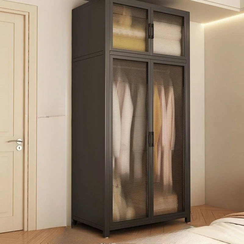 Armario de ropa de estilo japonés sencillo para dormitorio, conjunto completo, armario sencillo para el hogar con estructura de acero, armario abierto para ropa, muebles.