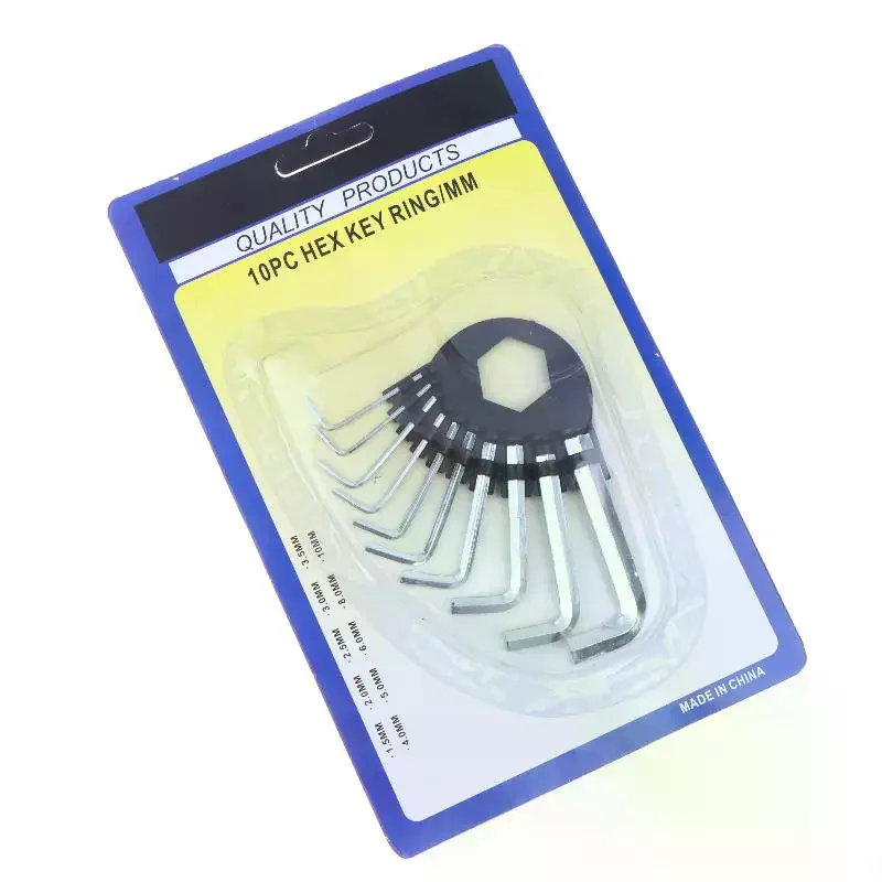 10 Piece Metric Hex Key Set Hardened Steel Foldable Storage Ring For Home Repair Bike Maintenance Assembly