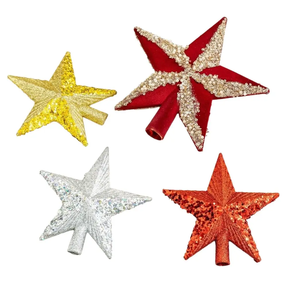 Neue 14 cm Weihnachtsbaum Stern Kunststoff Glänzende Oberfläche Weihnachtsbaum Topper Einfarbig Beflockung Fünfzackigen Stern Dekor party Decor