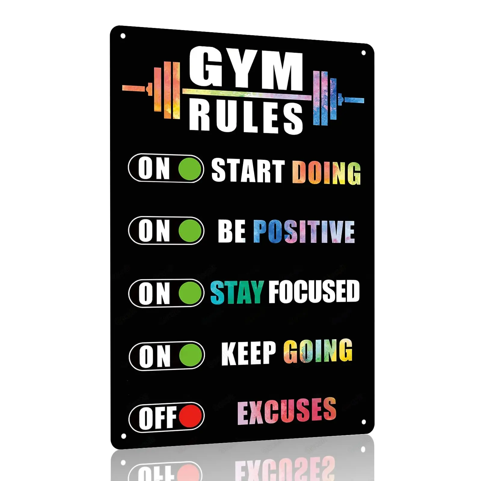Home Gym Rules Signs Workout Motivational Quote Hanging Sign - Exercise Poster - Gym Room Sign for Men's Cave Interior Home sign