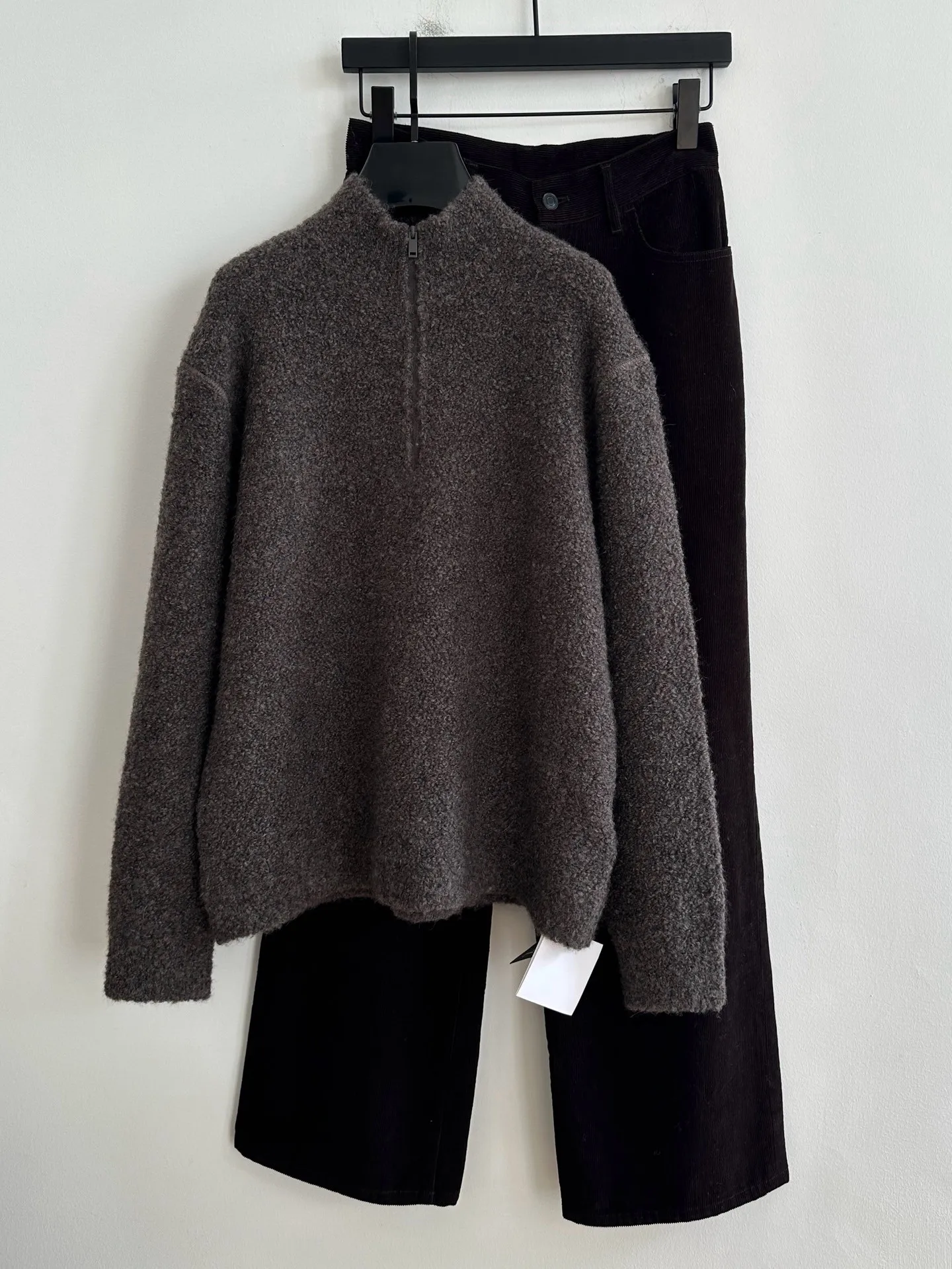 Niche-design Half-zip Mock-neck Pullover Sweater