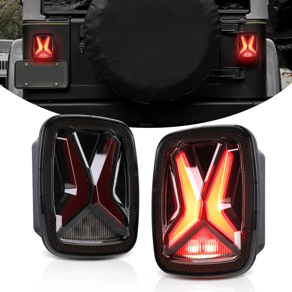 

Car Rear LED Tail Lights for Jeep Wrangler TJ YJ CJ 1998-2006 "X" Shaped Tail lamp w/ Turn Signal/Brake Light Mode,DOT Approved