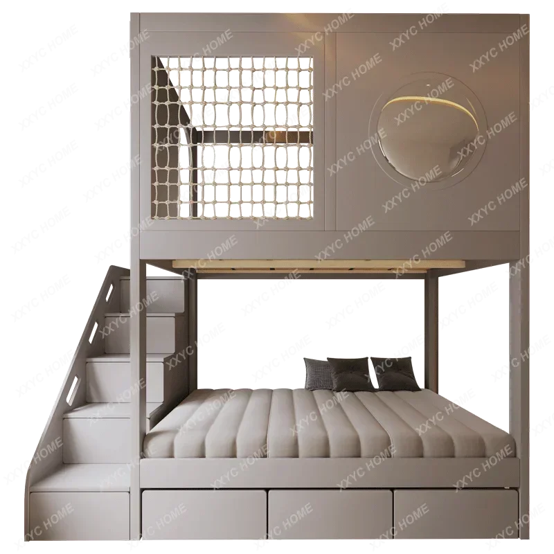 Whole house custom children's room tree children's bed secret base slide all solid wood high and low  bed up and down bed