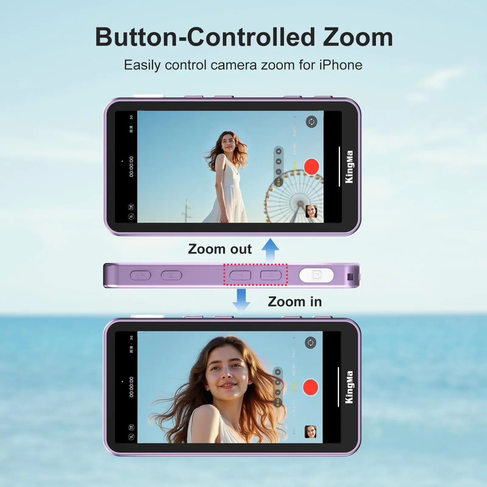KingMa Magnetisches Telefon Vlog Selfie Touchscreen-Monitor, mit Zoom, kabellose Aufnahme, Telefon-Rückkamera für iPhone Selfie TikTok