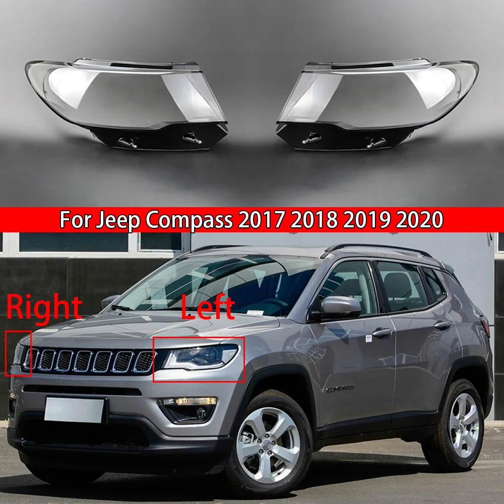 For Jeep Compass 2017 2018 2019 2020 Headlight Cover Transparent Headlamp Lamp Shell Lens Replace Original Lampshade Plexiglass