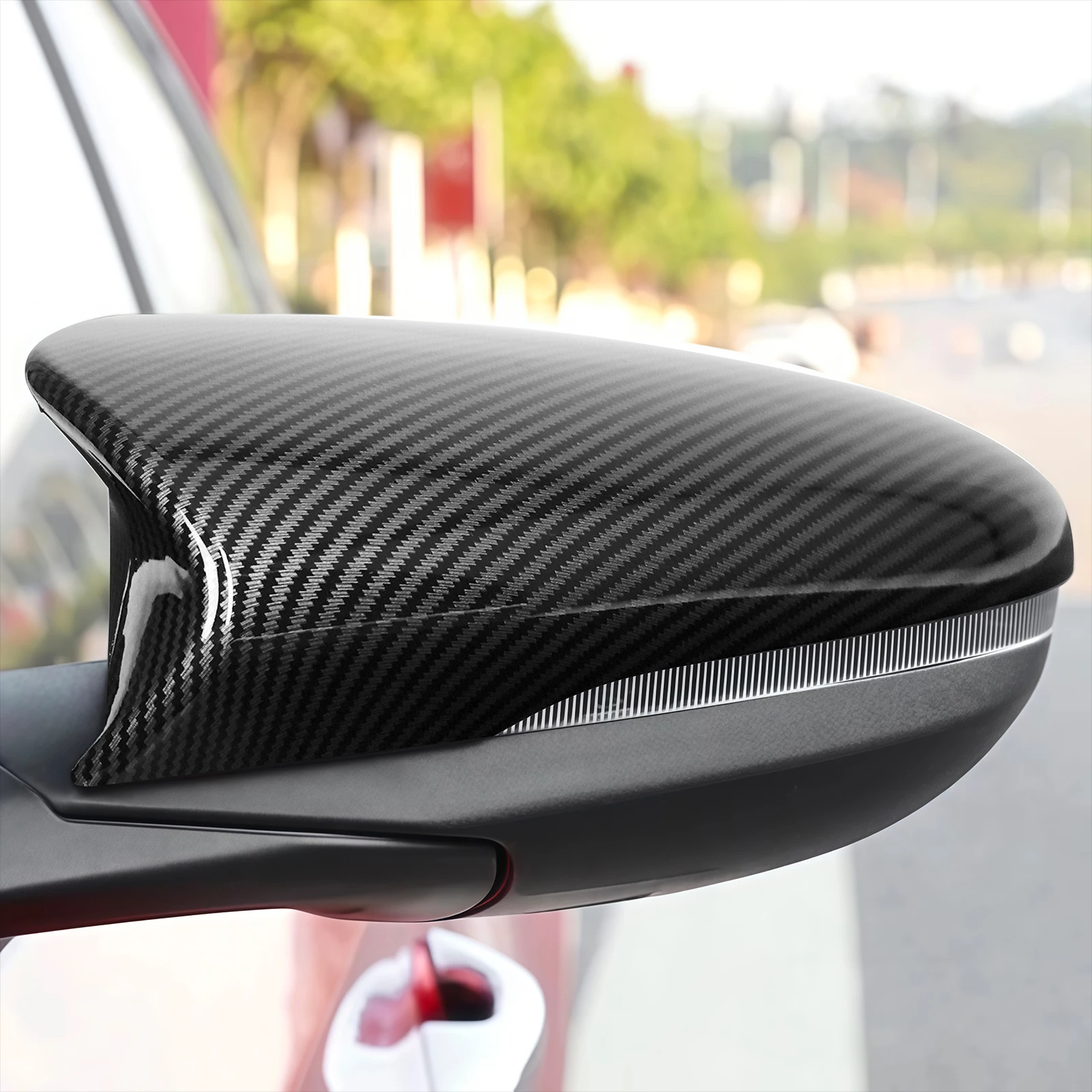 

Rearview Mirror Cover For Hyundai I20 N i20N Line 2020-2024 Black/Carbon Fiber Look Side Door Wing Mirror Cap Exterior Trim