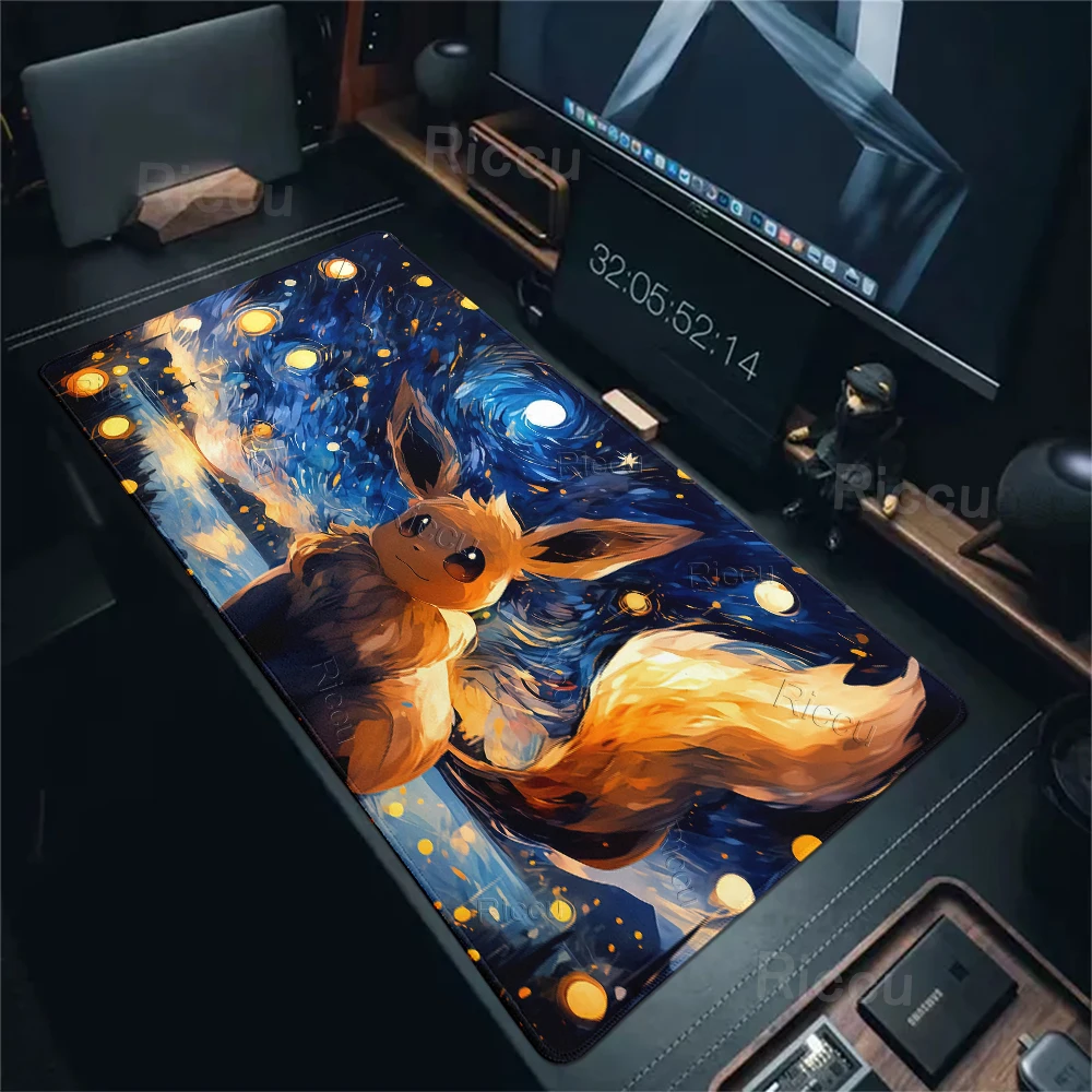 Cute Gaming Mouse Pad P-Pokemons E-Eevees Pattern Office Accessories Gamer Keyboard Mat Non-Slip Laptop Carpet PC Anime Mouserug