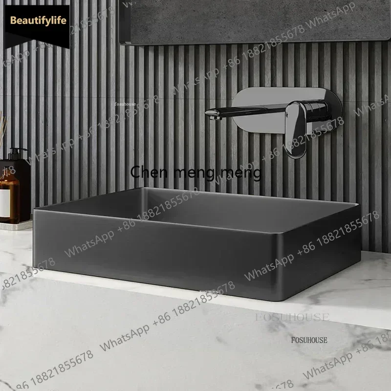 B567 Stainless Steel Black bathroom Sinks Square Above Counter Basin Creative Bathroom fixtures Modern Household Toilet Washing