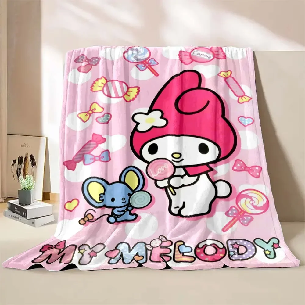 6 Sizes Cartoon Sanrio My Melody Blanket Flannel Fluffy Throw Camping Blanket for Children Sofa Throw Blanket Fashion Gift