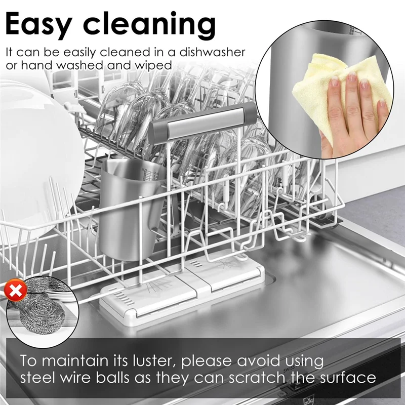 

SHGO-Stainless Steel Measuring Cups Stainless Steel Milk Jug 2L With Lid For Cooking In The Kitchen Latte Coffee Cappuccino