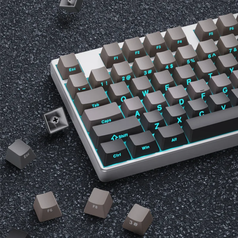 

engraved transparent keycap original height PBT two-color gradual change mechanical keyboard keycap small full set of