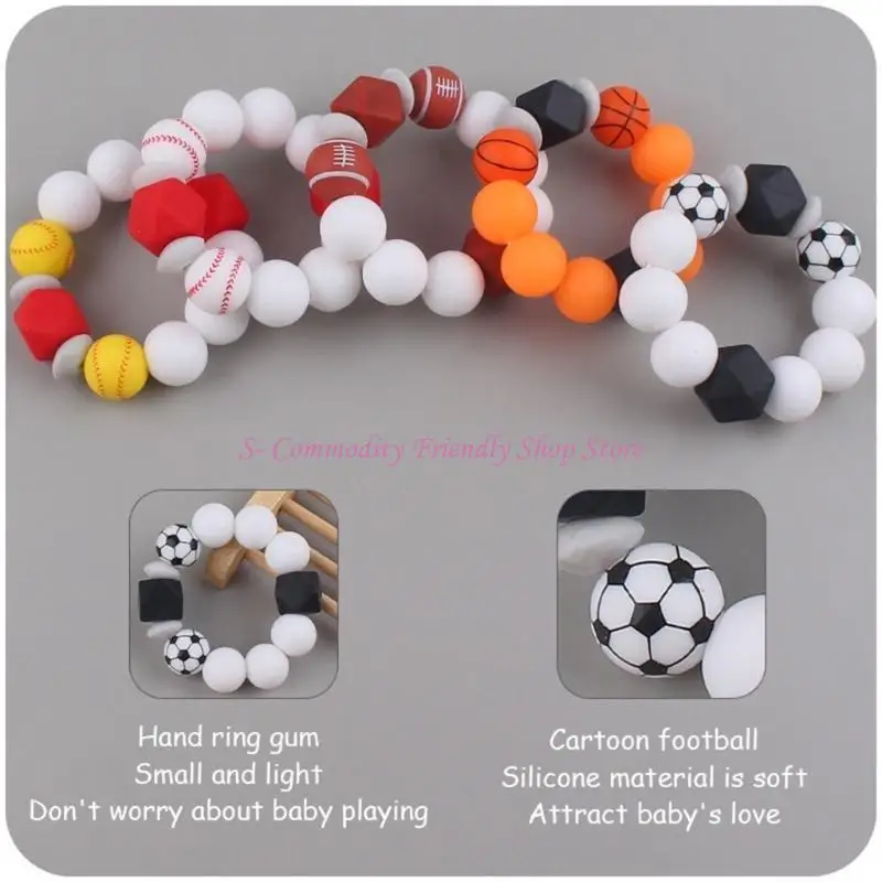 85AE Cartoon Teething Bracelet Silicone Bead Pacifier Clip for Baby Girl Boy Soother view 4
