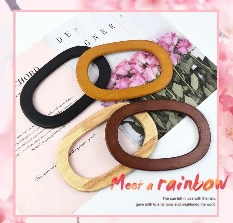 2/4/10Pcs 17cm Oval Wooden Bag Handle Rings for Purse Frame Crochet Handbag DIY Handmade Knitting Sewing Craft Accessories Kit