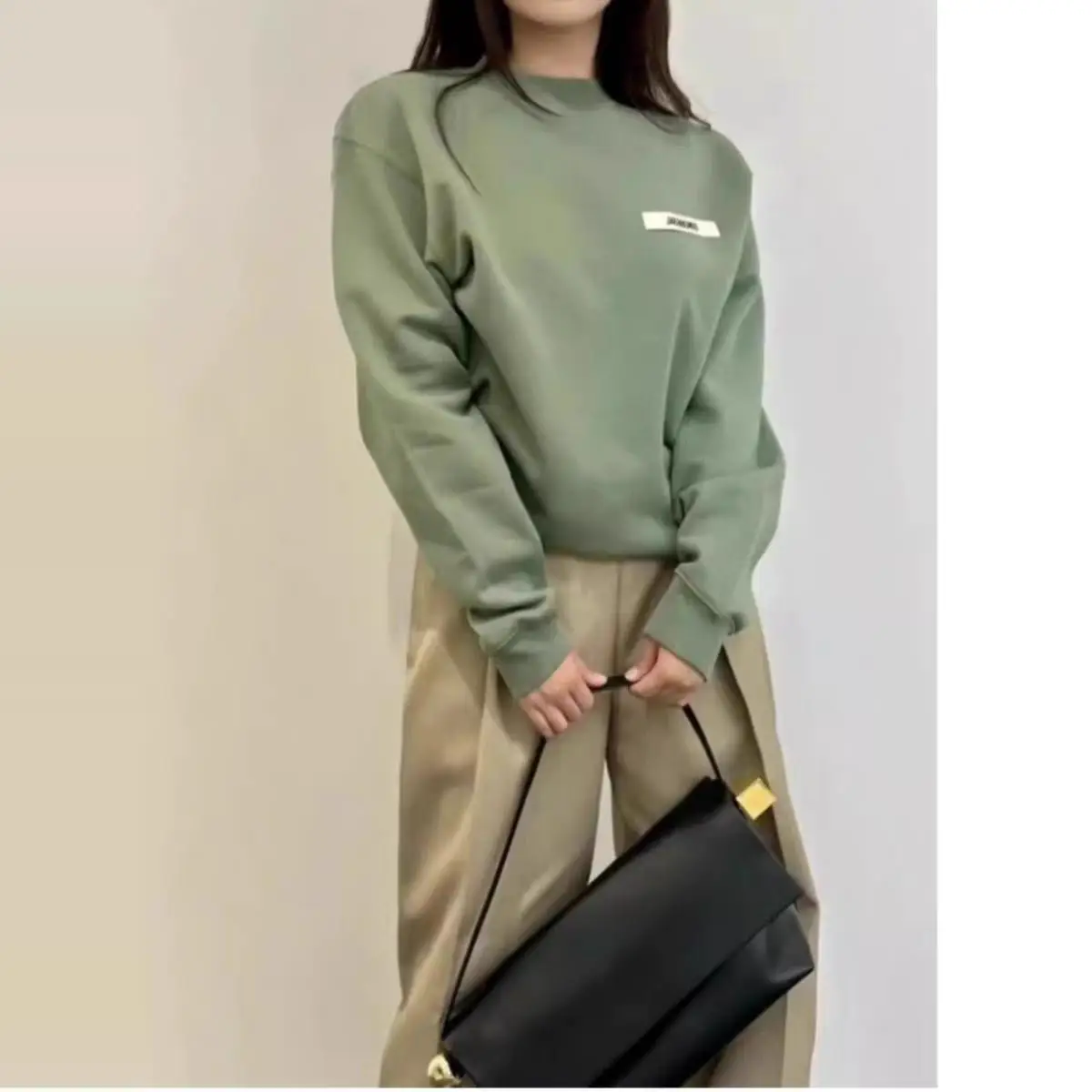 

New Pure Cotton Long Sve T-irt Women Loose round Ne Printed Letter Logo Casual Sle Spring Autumn Season Faion Top