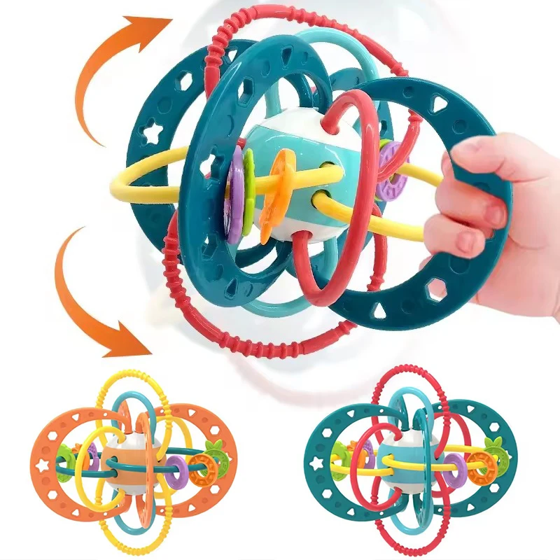 Brinquedo de dentição sensorial para bebês, Montessori, brinquedos rastejantes para bebês, bola irregular, chocalho sensorial, brinquedos infantis para mastigar, 0-12 meses