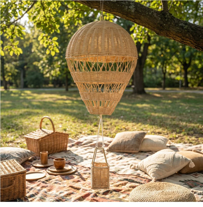 Handwoven Rattan Balloon Pendant Durable Woven Balloon Crafts Home Decoration Children's Room Decoration Accessories Photo Props
