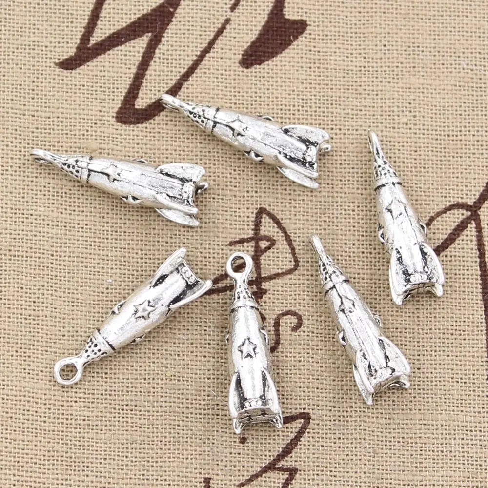 10 sztuk Charms rakieta statek kosmiczny pocisk w kierunku bramki 25x9mm wisiorek Handmade Making fit, w stylu Vintage TibetanBronze,DIY dla naszyjnik