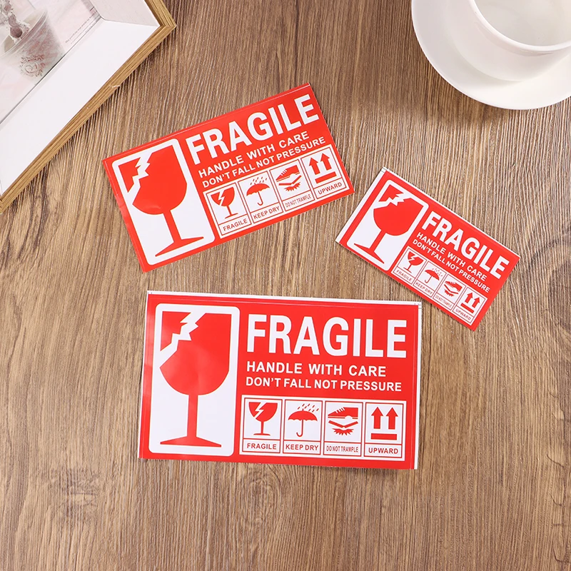 100Pcs Fragile Warning Label Sticker Hazard Warning Sign Handle With Care Keep Express Label Adhesive Logistics Accessories