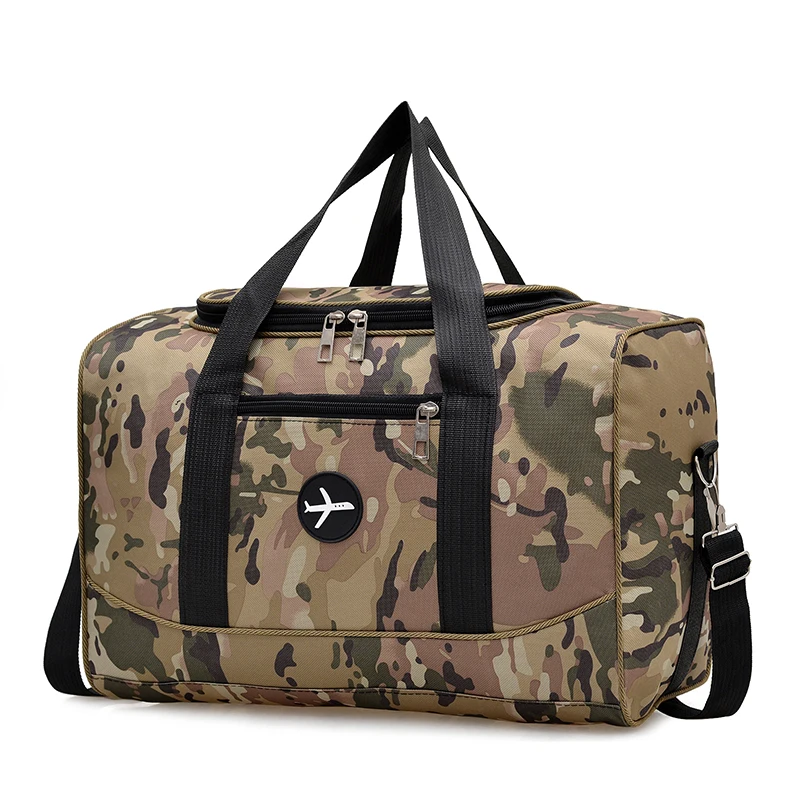 Large Capacity Tree Camouflage Duffle Bag 2 Ways Handle & Shoulder Carry Outdoor Travel Weekender Bag Multi Pockets Luggage Bag