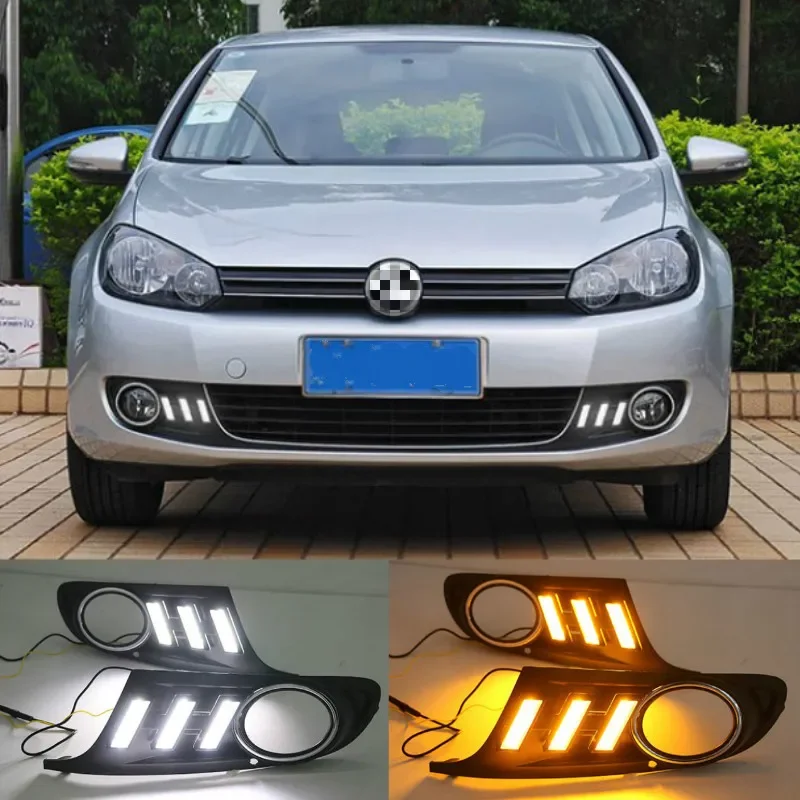 2PCS Daytime Running Light For Volkswagen Golf 6 Golf6 MK6 09-13 LED Indicator Light DRL Bumper Front fog lamp