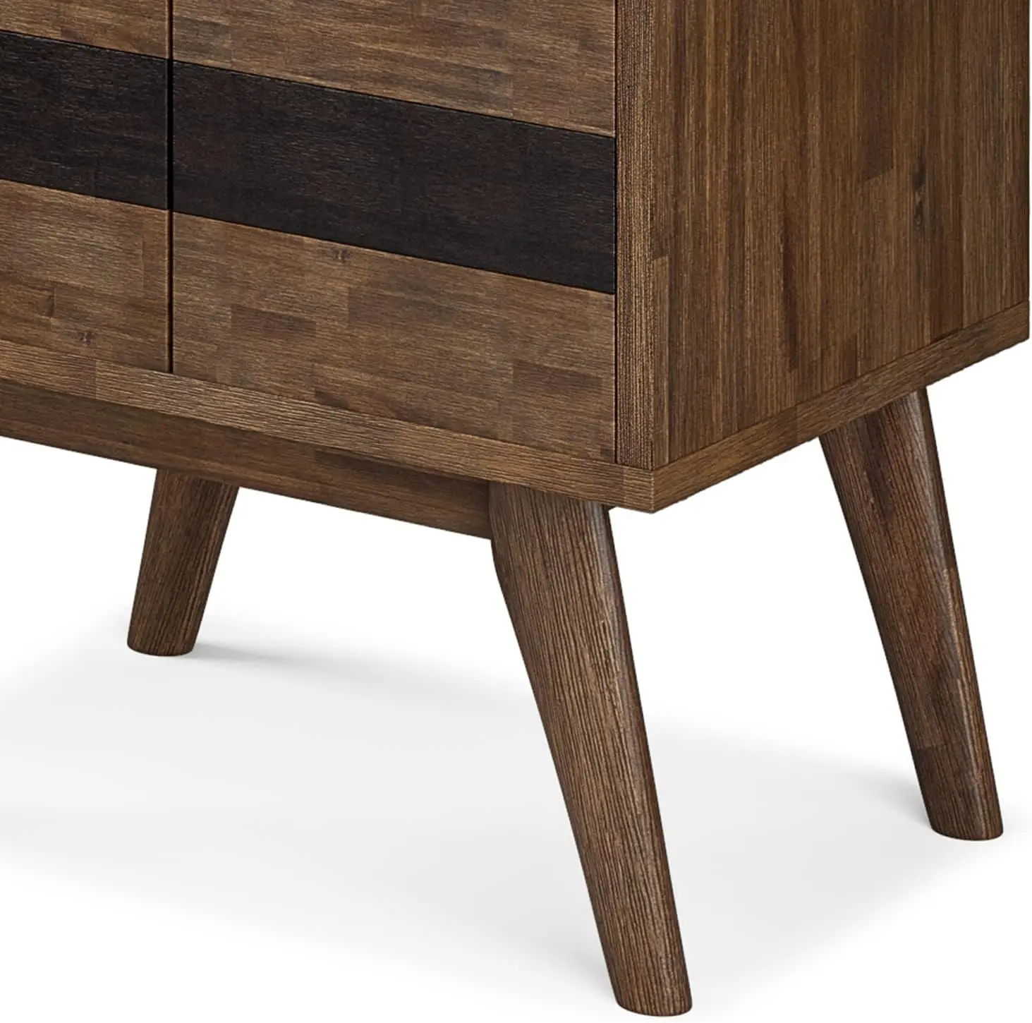 Estante contemporânea de 22 polegadas de largura com armazenamento em marrom rústico natural envelhecido, para Livi