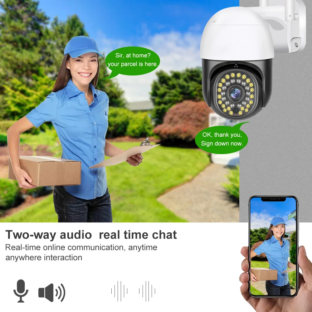 3MP 1296P Tuya APP Full Color Motion Detection WIFI PTZ  IP Dome Camera AI Humanoid Home Security CCTV Intercom Baby Monitor