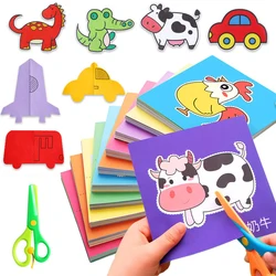 Juego de habilidades de tijera para niños, libro de trabajo de actividades de corte, aprendizaje preescolar, cognición, frutas animales, PaperCraft, 48/90 piezas