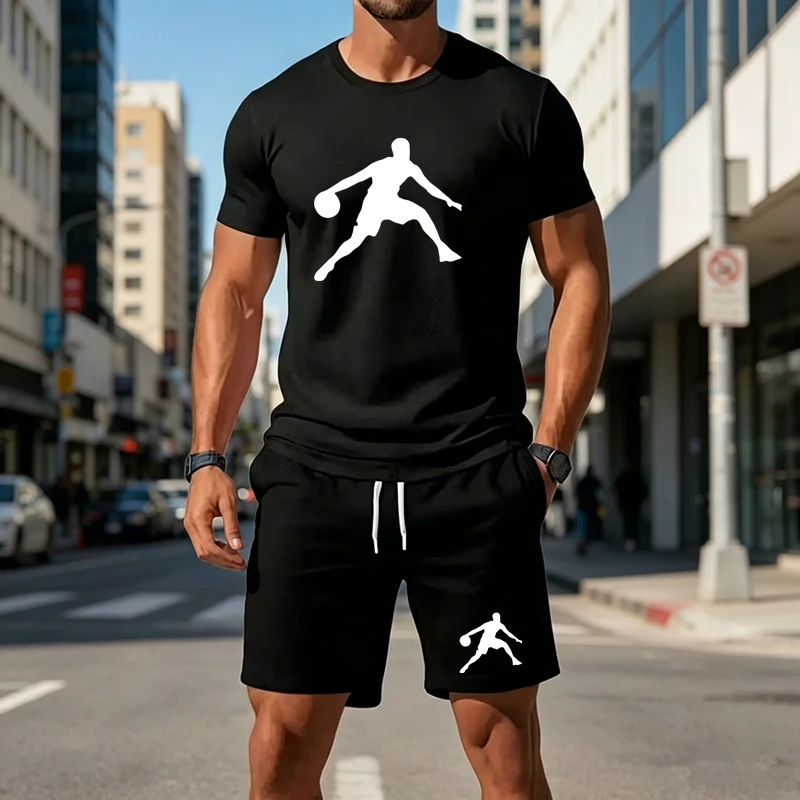

Men summer breathable Mesh Athletic Basketball Player Graphic 2 Piece Tracksuit Casual Men Short Sleeve Top And Shorts Daily Out