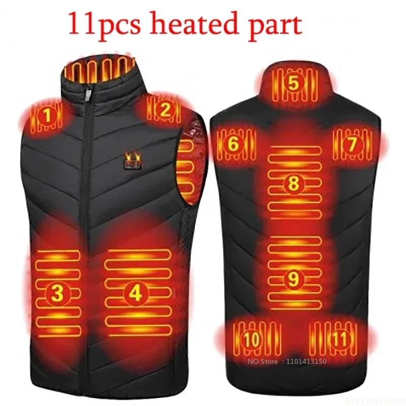 23PCS Heated Jacket Fashion Men Women Coat Intelligent USB Electric Heating Thermal Warm Clothes Winter Heated Vest Plussize