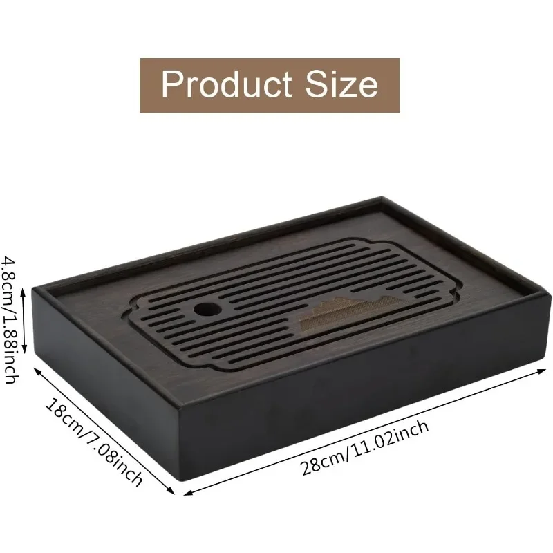 1 Pc Bamboo Tea Tray 11 Inch Chinese Tea Tray with Water Storage Box Tea Table Kung Fu Tea Ceremony Serving Set Tea Serving Tray