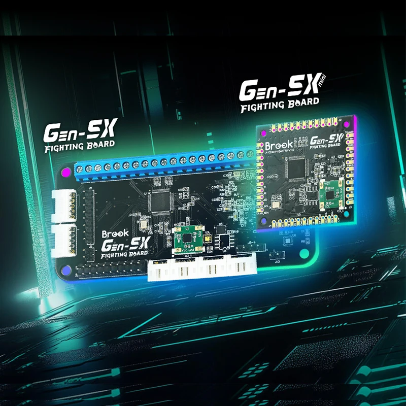 Brook Gen-5X Fighting Board Multi-Platform Controller with RGB-LED Lighting Effects Supports PS5 Xbox Series X/Switch/PC