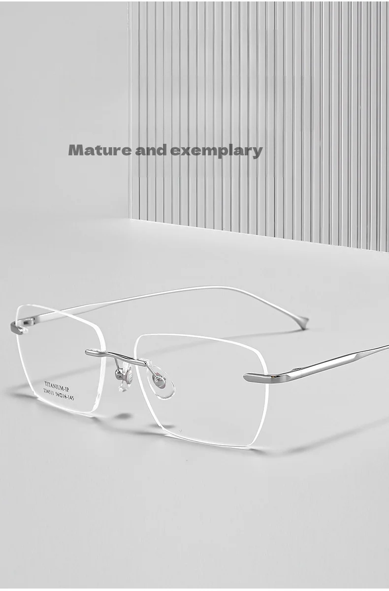 F·DRACON Neue rahmenlose Herrenbrille aus reinem Titan mit ultraleichter polygonaler optischer Korrektur für Herrenbrillen 234510wk – Detail 2