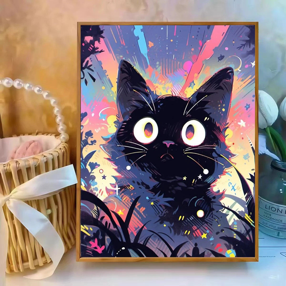 

Черный кот животные 100% фея пыль квадратный полный Diy алмазная живопись вышивка крестиком мозаика домашний декор картина стразы