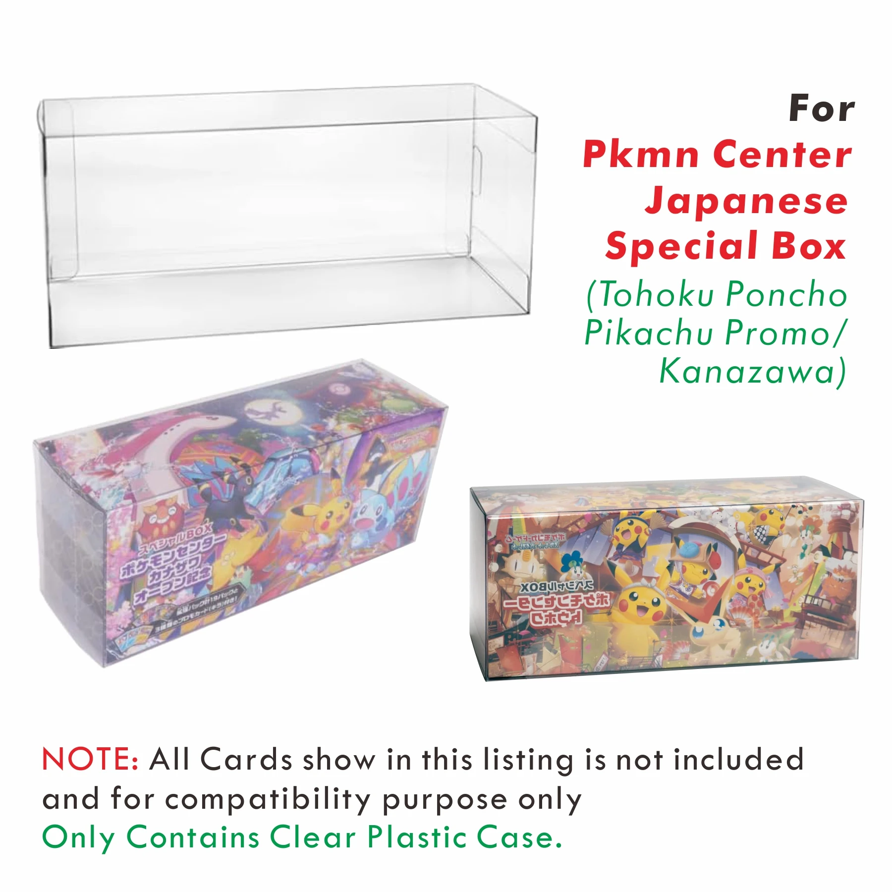 2/5 قطعة حافظة حماية من البلاستيك الشفاف لمركز Pkmn صندوق خاص ياباني (لـ Tohoku Poncho Pikachu Promo/Kanazawa)
