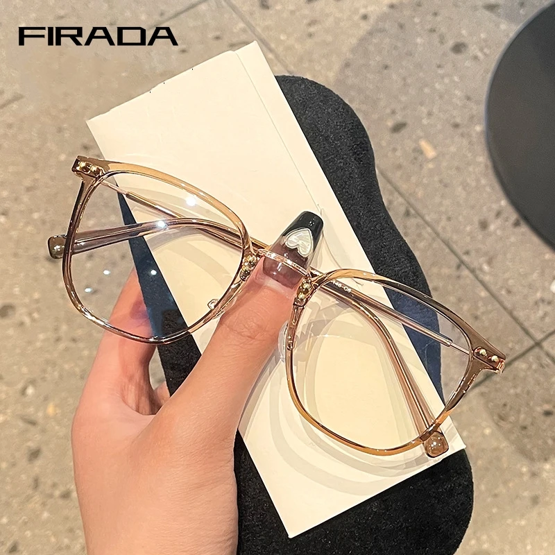 

FIRADA Fashion Luxury Eyewear Retro Square Transparent Eyeglasses Myopia Optical Prescription Glasses Frame For Men Women 18115H