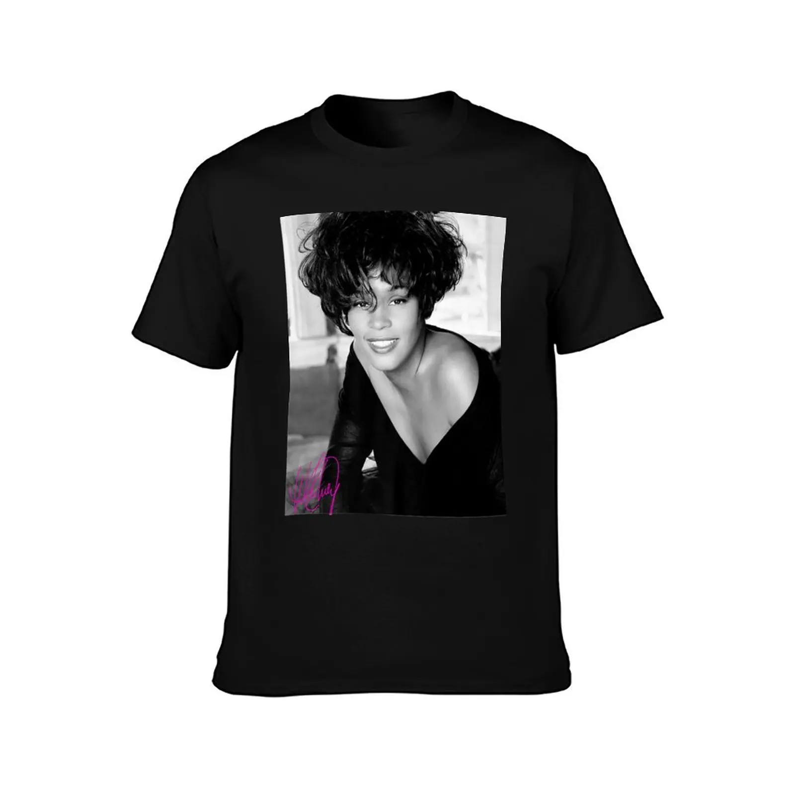 Classic Smile Photo Men And Women Whitney T-Shirt Summer Casual Cotton Tee Oversized Streetwear Tops Vintage Graphic Print
